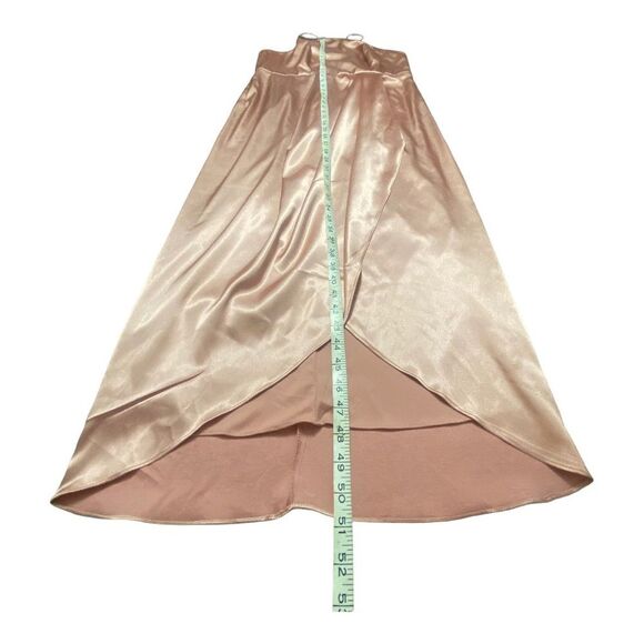 Norstrom After Six 6829 Midi Halter Dress Draped Prom Size 14 Dessert Rose - Picture 10 of 12